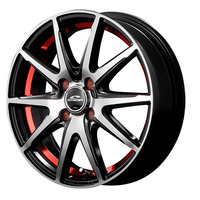 MID(マルカ) MID WHEELS ブラックポリッシュ+アンダーカットレッド 16インチ PCD100.0 4穴