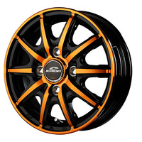 MID(マルカ) MID WHEELS ブラックポリッシュ/クリスタルオレンジクリア 14インチ PCD100.0 4穴