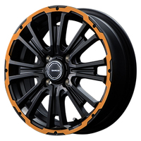 MID(マルカ) MID WHEELS セミグロスブラック/リボルバーオレンジ 14インチ PCD100.0 4穴
