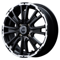 MID(マルカ) MID WHEELS セミグロスブラック/リボルバーポリッシュ 14インチ PCD100.0 4穴