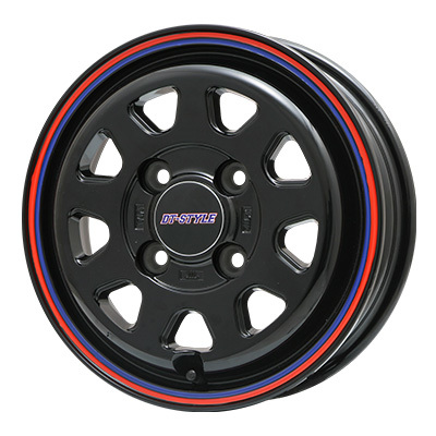 BIG WAY(ビッグウェイ) DT-STYLE ディーティースタイル グロスブラック/ブルーレッドライン 13インチ PCD100.0 4穴