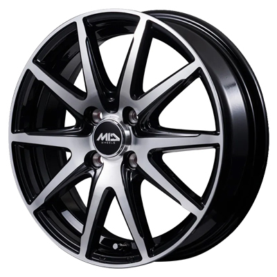 MID(マルカ) MID WHEELS ブラックポリッシュ 12インチ PCD100.0 4穴