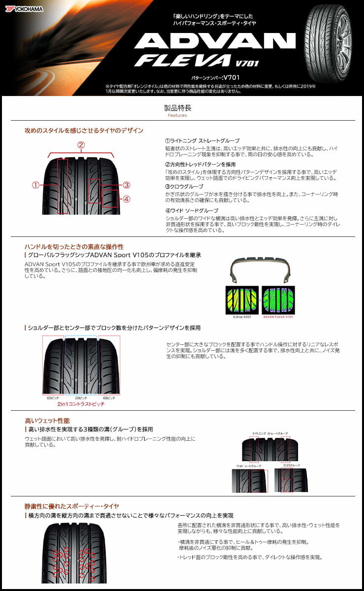 ADVAN FLEVA V701 高いウェットグリップと軽快なハンドリングを実現したスポーツタイヤ
